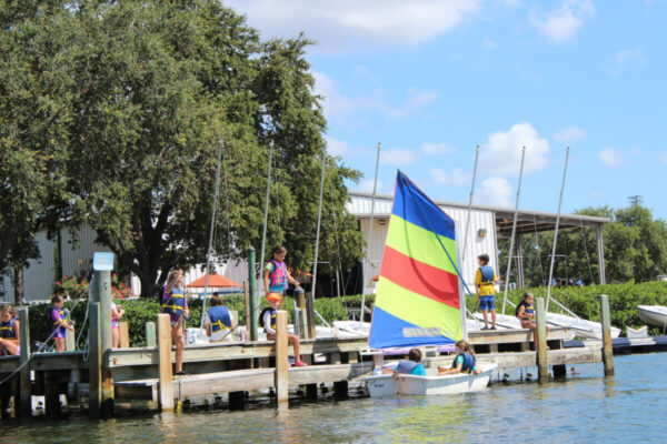 Kids sailing at a watersports summer camp in St. Petersburg, Florida