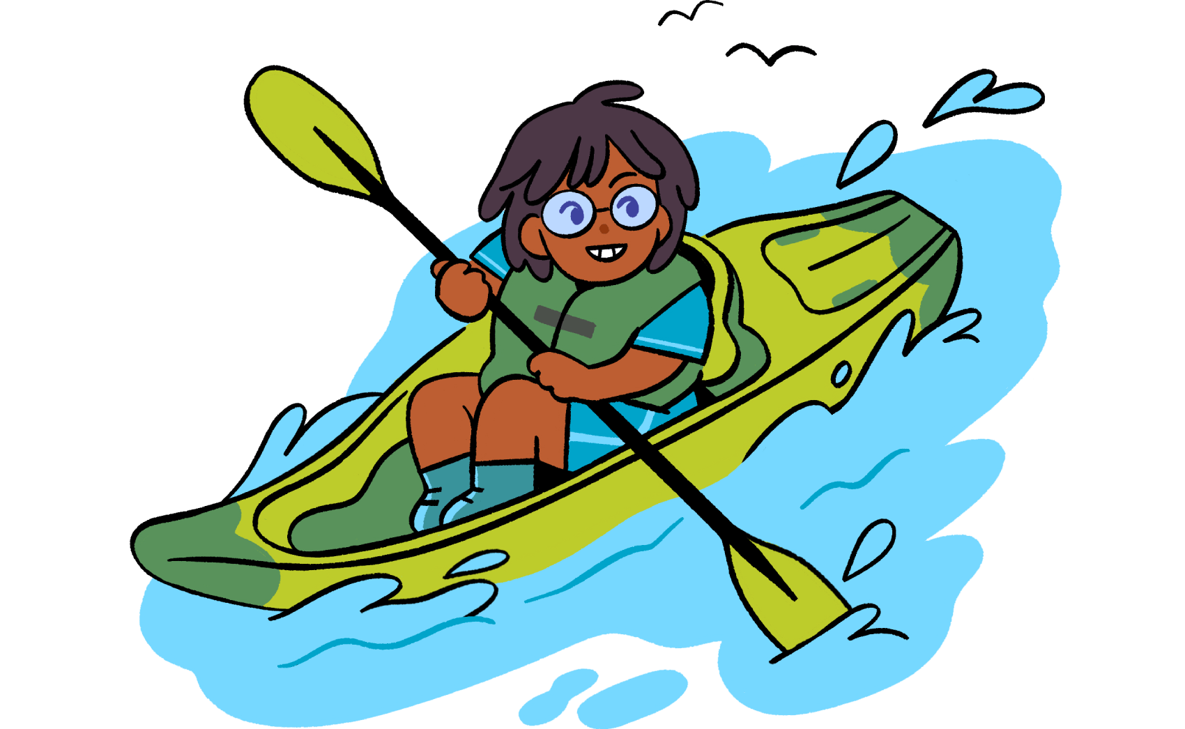 Girl kayaking at a watersports summer camp